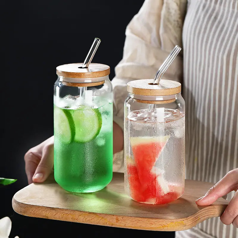 OFERTA 4x3 - Set Brisa | 4 Vasos de Vidrio con Cañita